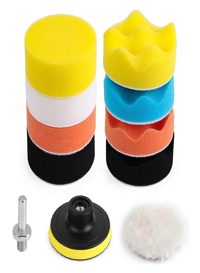 Kaneonna 11 Pcs 3 Inch Sponge Polishing Pad Kit, Car Polishing Pad, Wool Polisher Case with Drill Car Foam for Sanding and Polishing, Assorted - Image 1